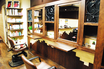 美容院施工事例ヘアセット台